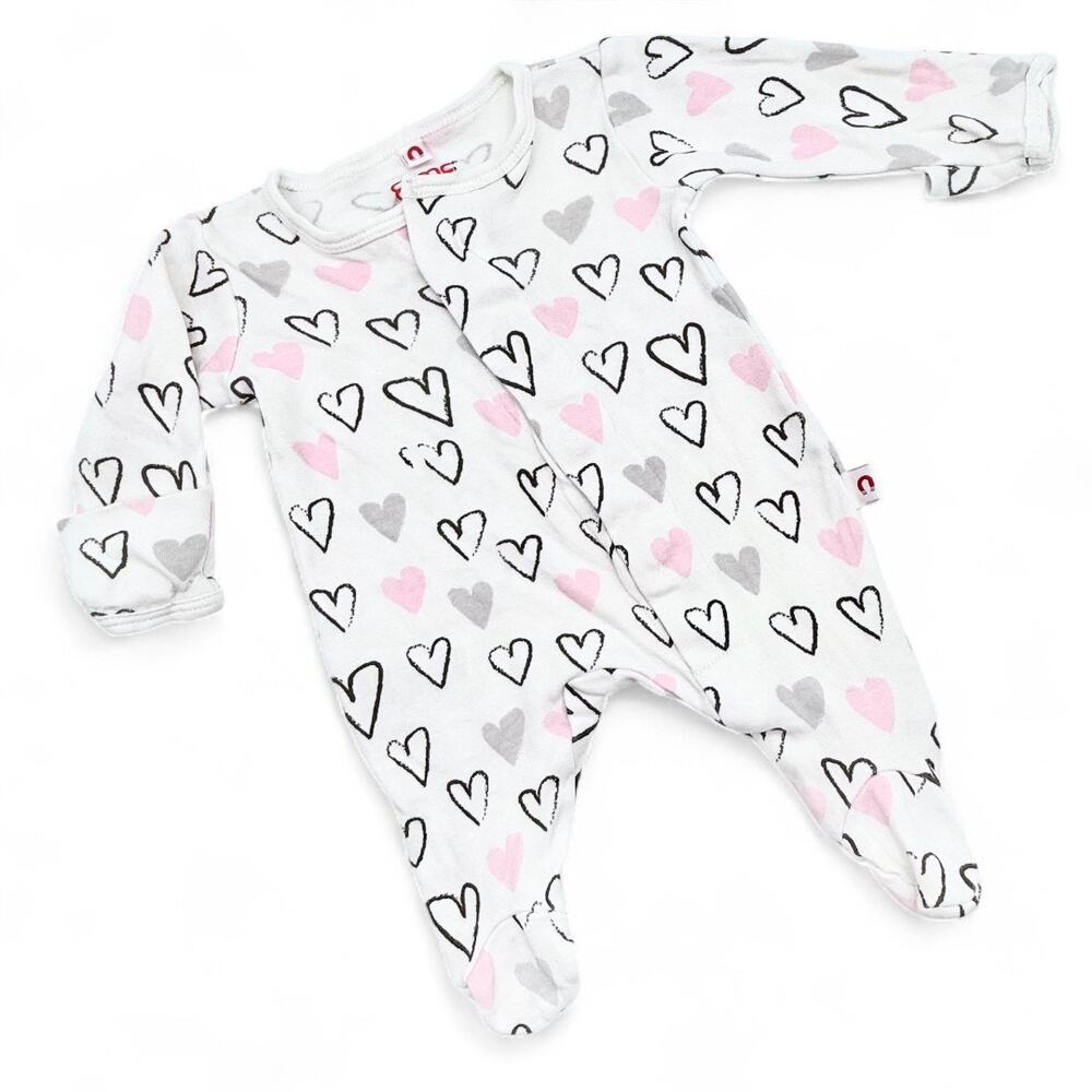 E=mc² Easy Magnetic Close Footed Sleeper Baby Hearts Print Gift Preemie‎ < 5 lbs